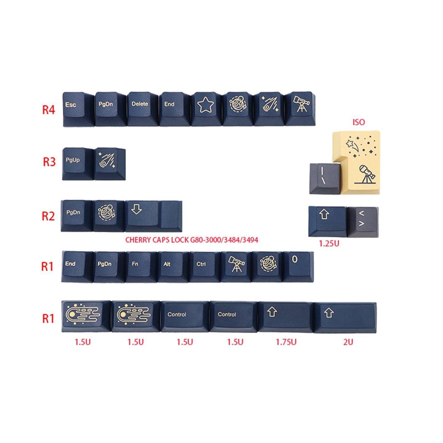 135 Keys Kit PBT Key Caps Keycaps for Cherry MX Mechanical Keyboard Durable