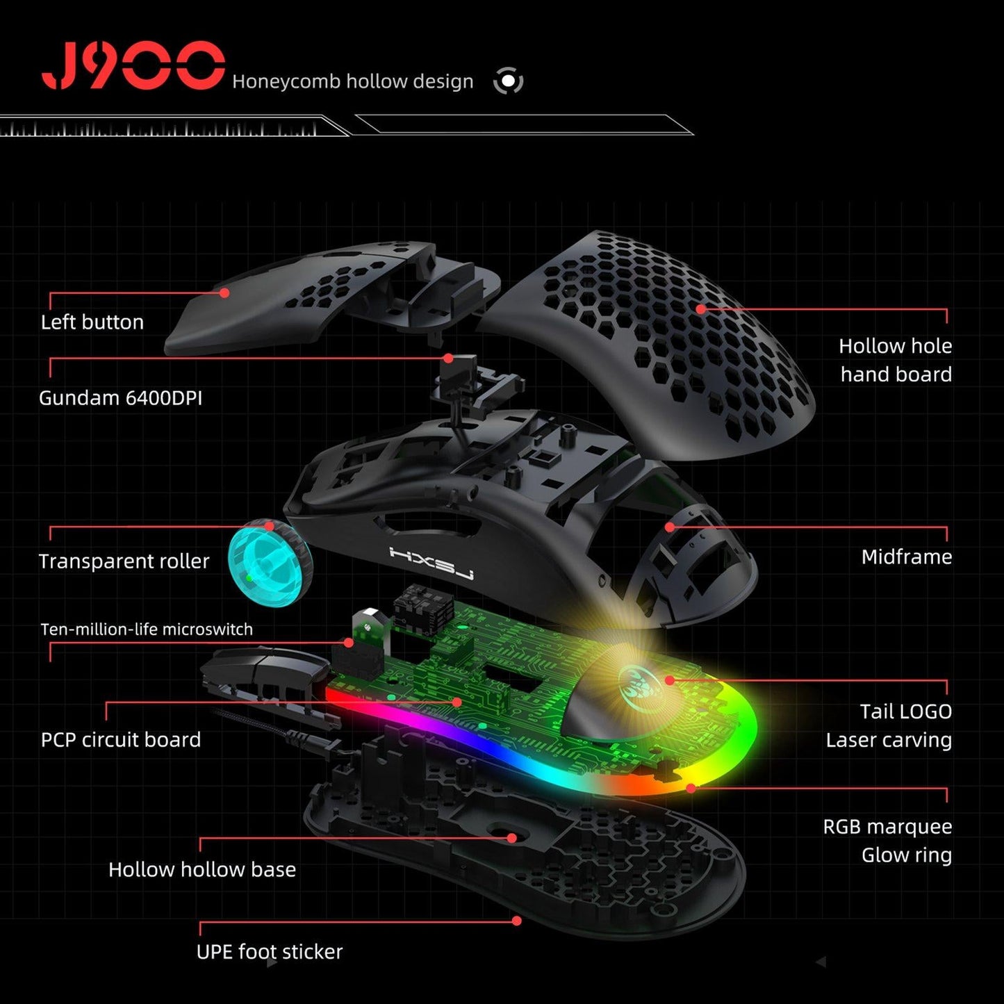 Mini Wired Keyboard RGB Backlit Multi Color 61 Keys Programmable for Laptops Black V700B+J900B