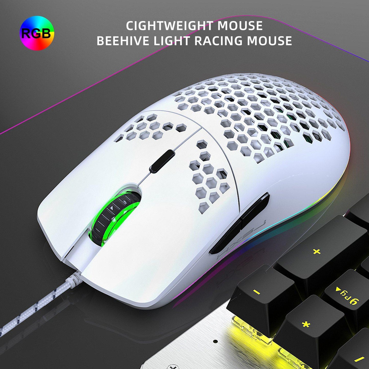 Mini Wired Keyboard RGB Backlit Multi Color 61 Keys Programmable for Laptops White V700W+J900W