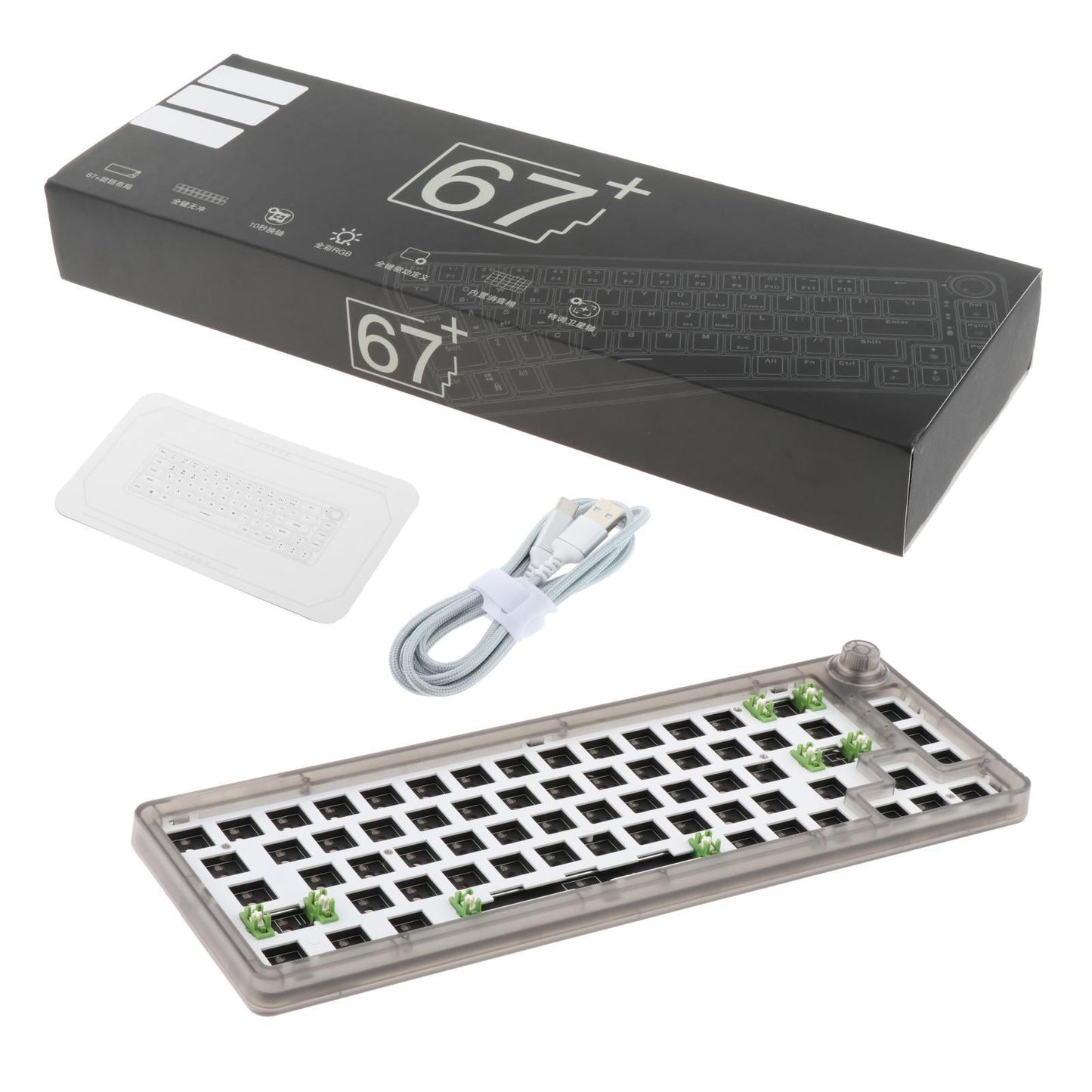 TM680 Hot Swap Mechanical Keyboard Kit RGB Backlight  Wireless clear black