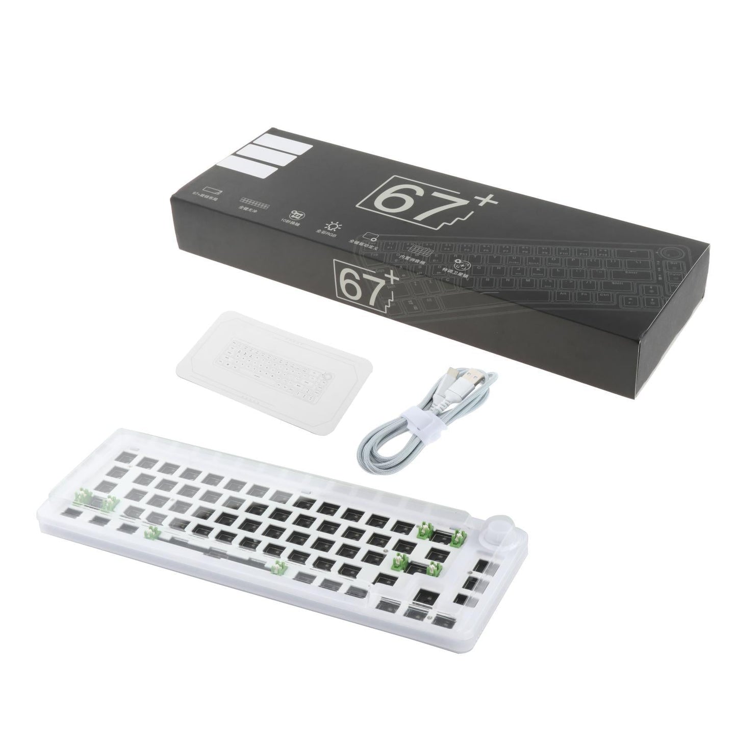 TM680 Hot Swap Mechanical Keyboard Kit RGB Backlight  Wireless clear white