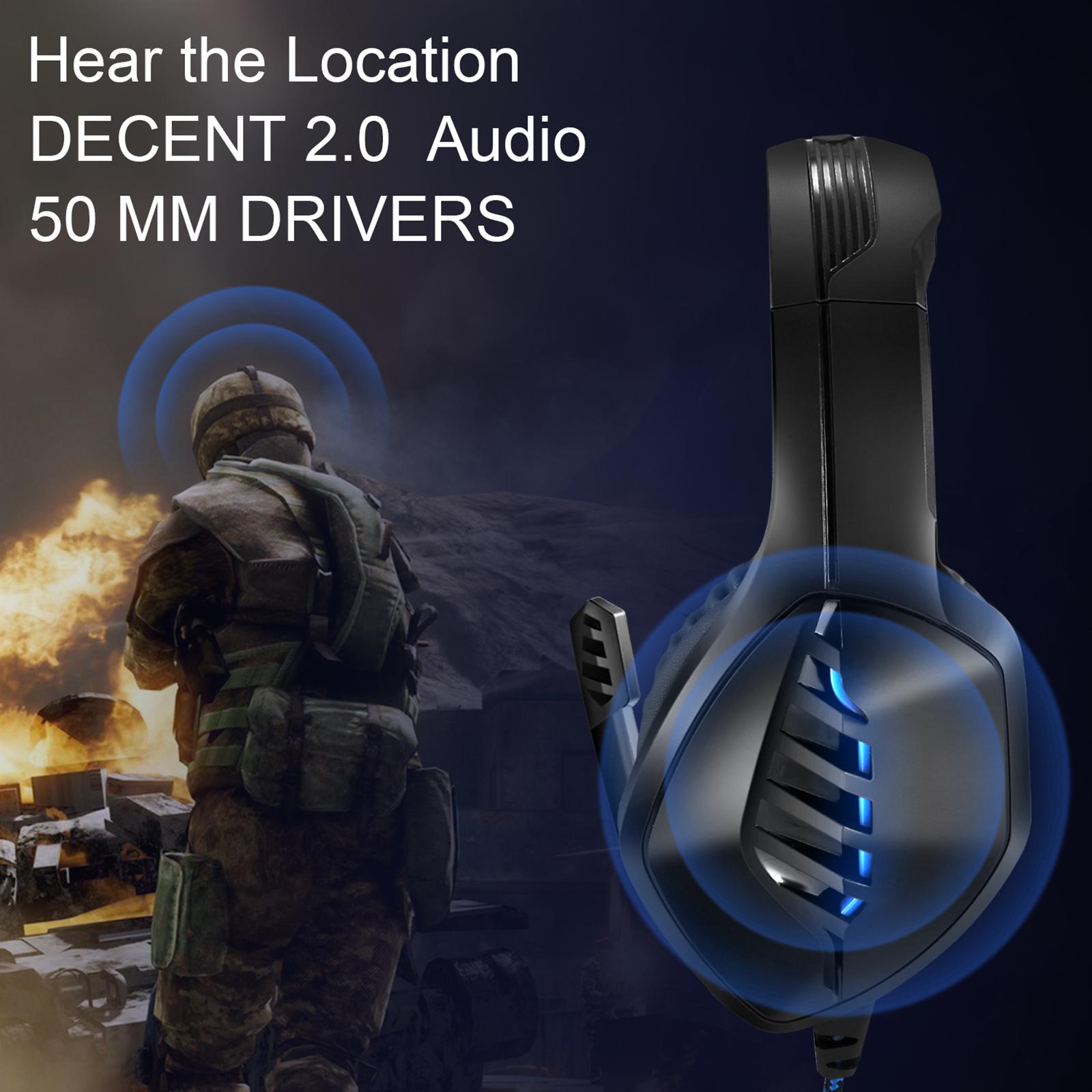 Gaming Headset Eating Chicken Luminous with Microphone for Smartphones Music Dark Blue