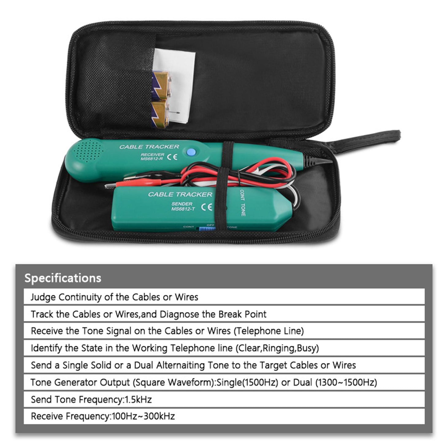 Cable Tracker Repair Tool Range 100 Hz-300 KHz Telephone Wire for Cat5 Cat6