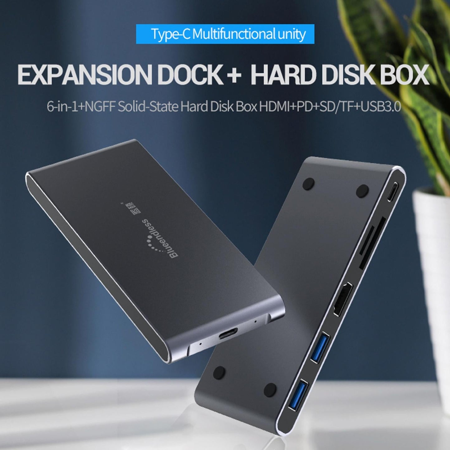 USB C Docking Station Ethernet Video for Windows Laptop Phone 6 in 1 NGFF