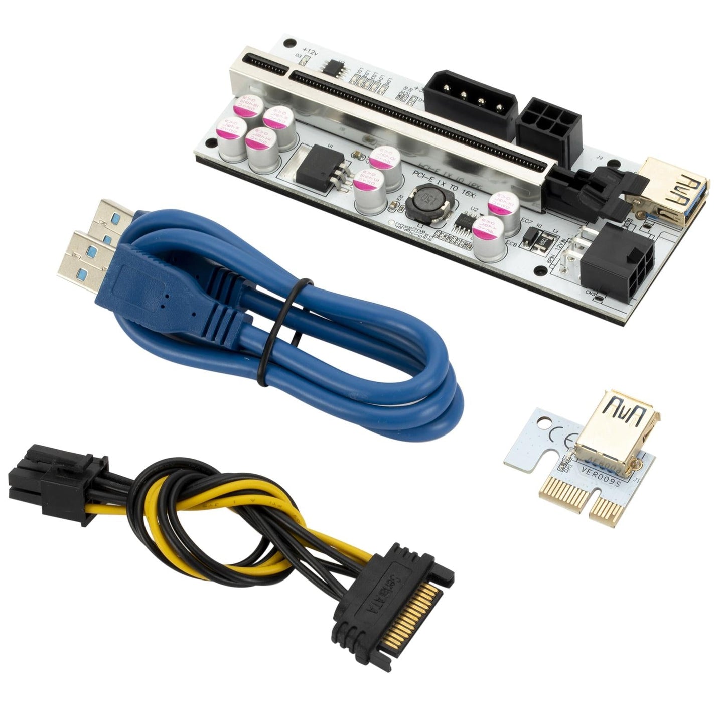 USB 3.0 PCI-E Riser Card with 23.62'' USB 3.0 Cable 16x Riser Adapter Card