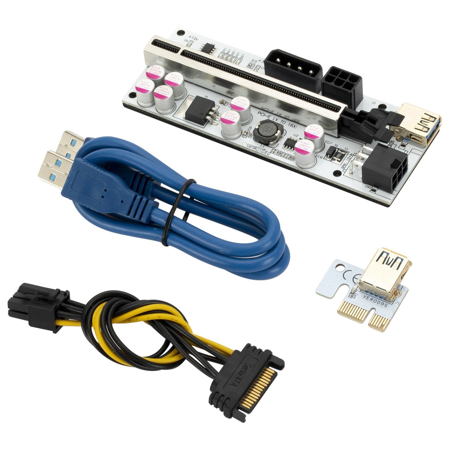 USB 3.0 PCI-E Riser Card with 23.62'' USB 3.0 Cable 16x Riser Adapter Card