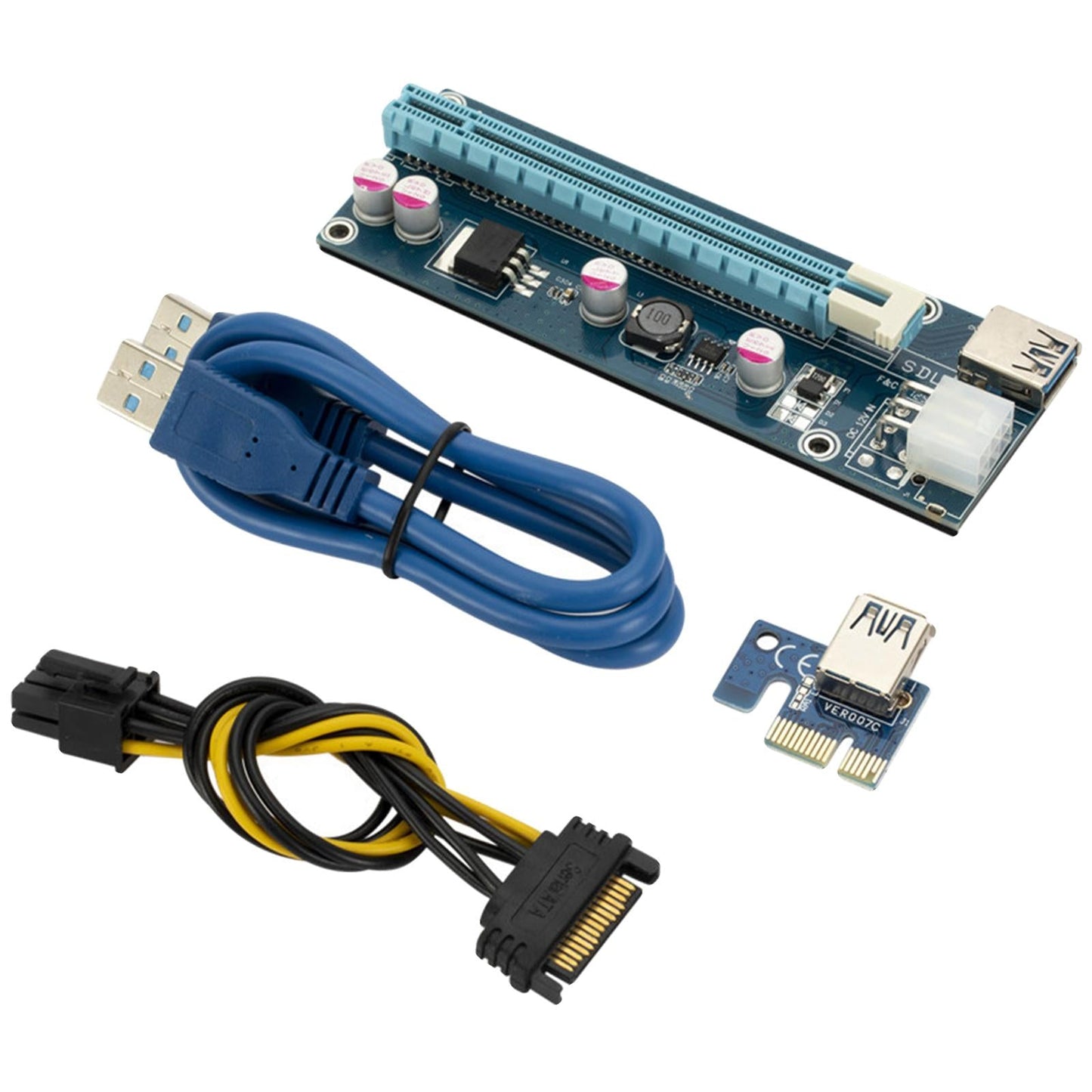 PCI Express Riser 1x to 16x PCIe USB 3.0 Adapter Card GPU Riser Adapter