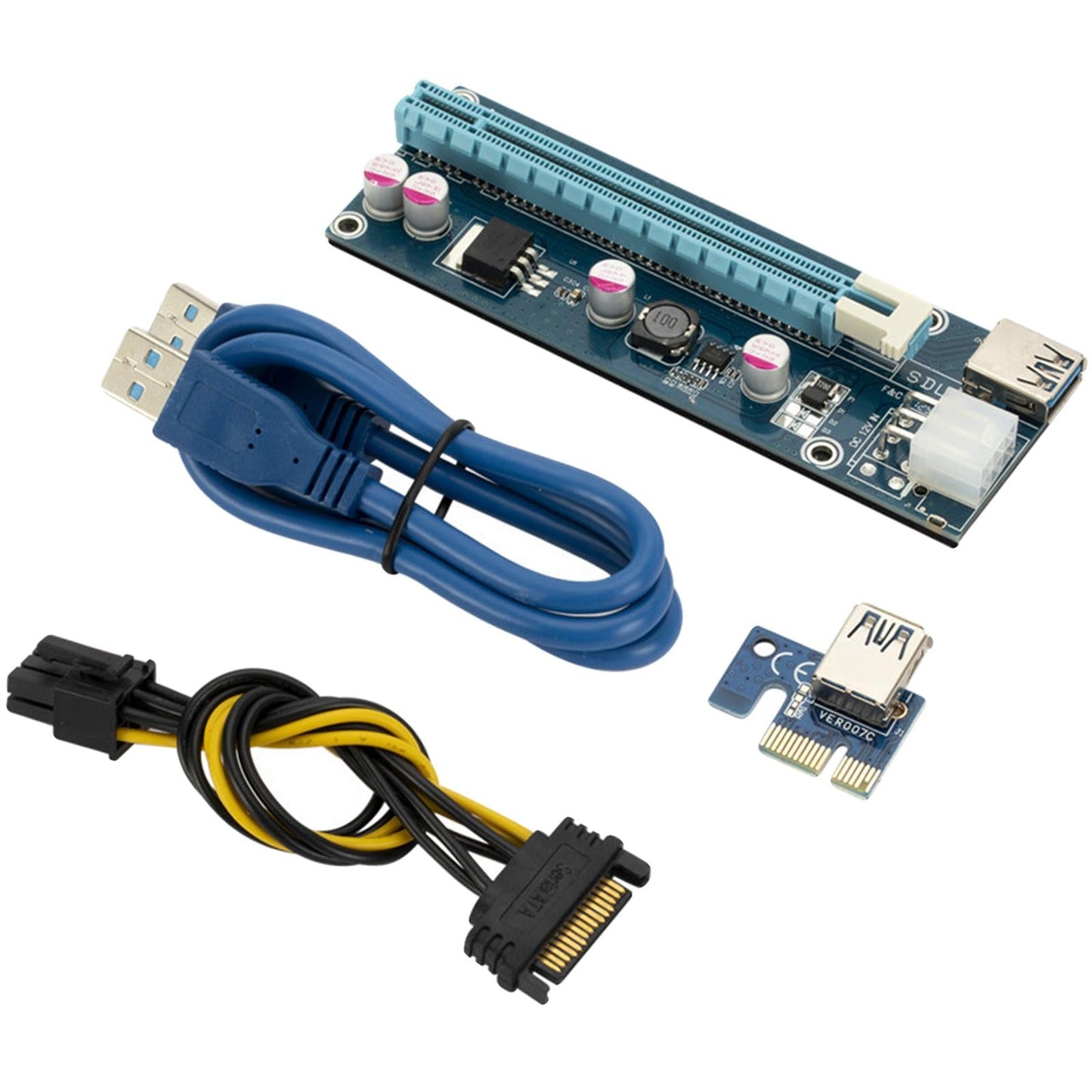 PCI Express Riser 1x to 16x PCIe USB 3.0 Adapter Card GPU Riser Adapter