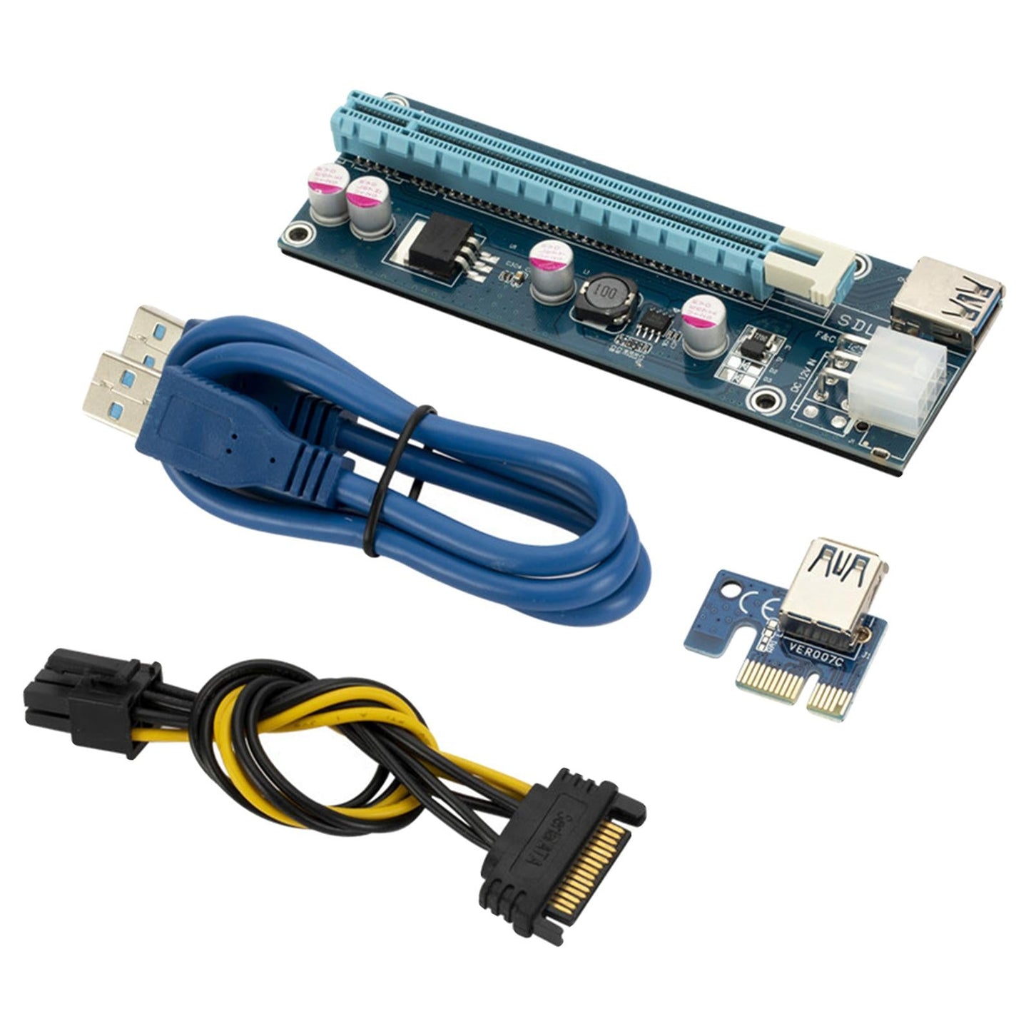 PCI Express Riser 1x to 16x PCIe USB 3.0 Adapter Card GPU Riser Adapter