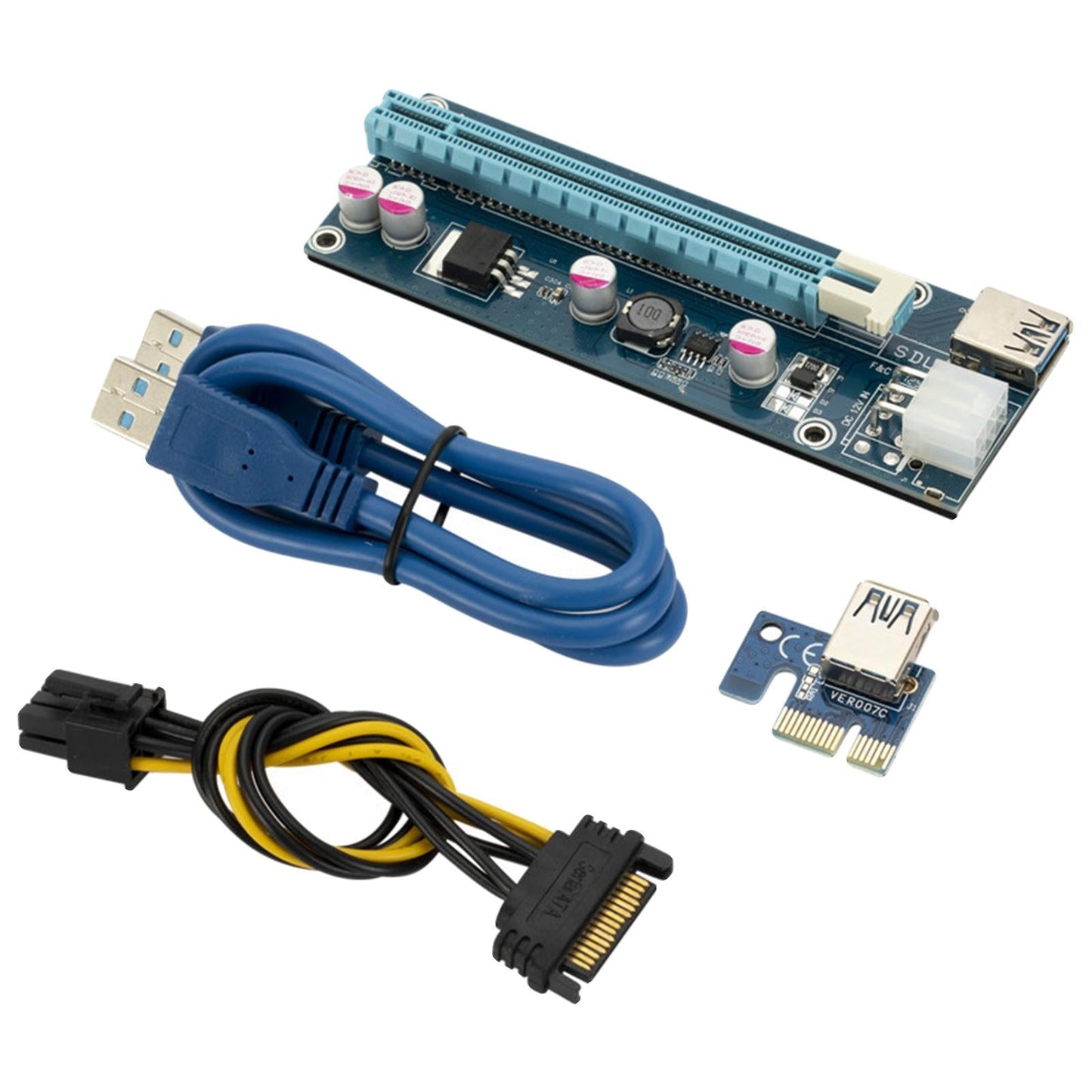 PCI Express Riser 1x to 16x PCIe USB 3.0 Adapter Card GPU Riser Adapter