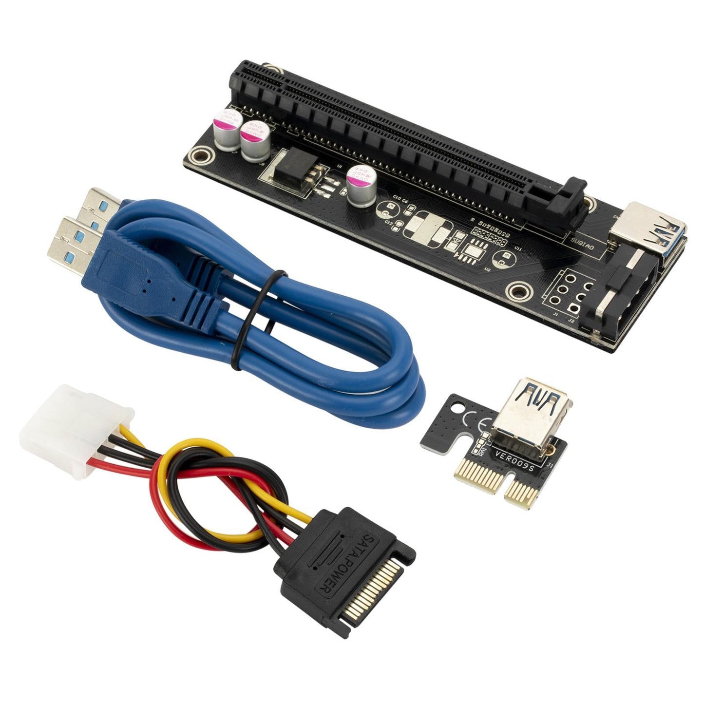 PCIe Riser Card Adapter GPU Riser Adapter 6-Pin PCI-E to SATA Power Cable