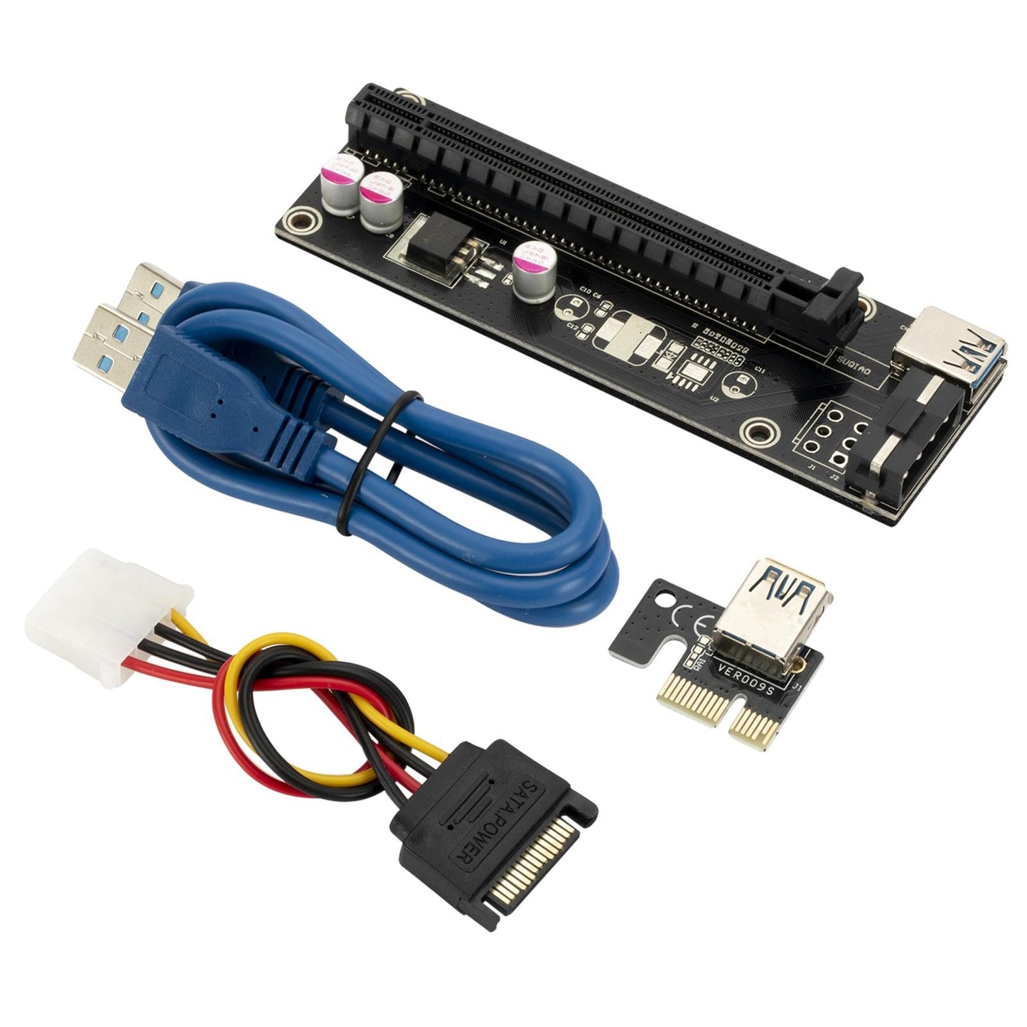 PCIe Riser Card Adapter GPU Riser Adapter 6-Pin PCI-E to SATA Power Cable