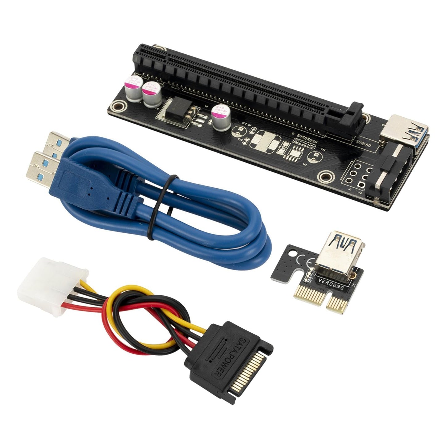 PCIe Riser Card Adapter GPU Riser Adapter 6-Pin PCI-E to SATA Power Cable
