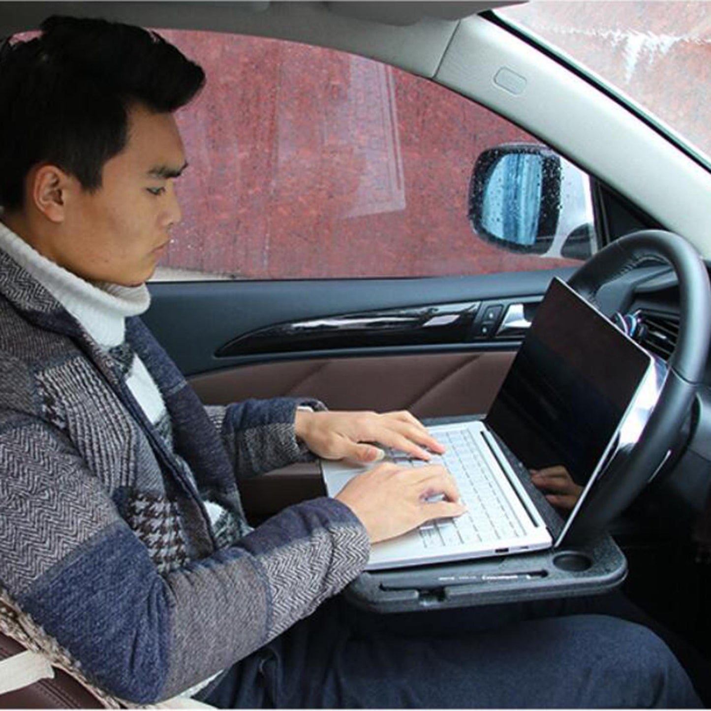 Portable Truck Auto Car Steering Wheel Tray Desk Mount Laptop Stand  Black