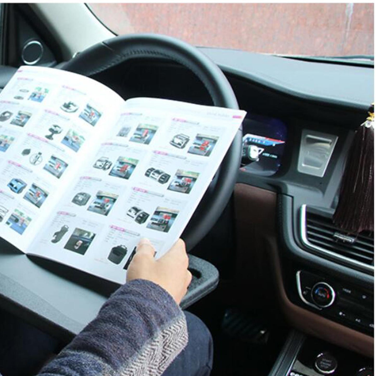 Portable Truck Auto Car Steering Wheel Tray Desk Mount Laptop Stand  Black
