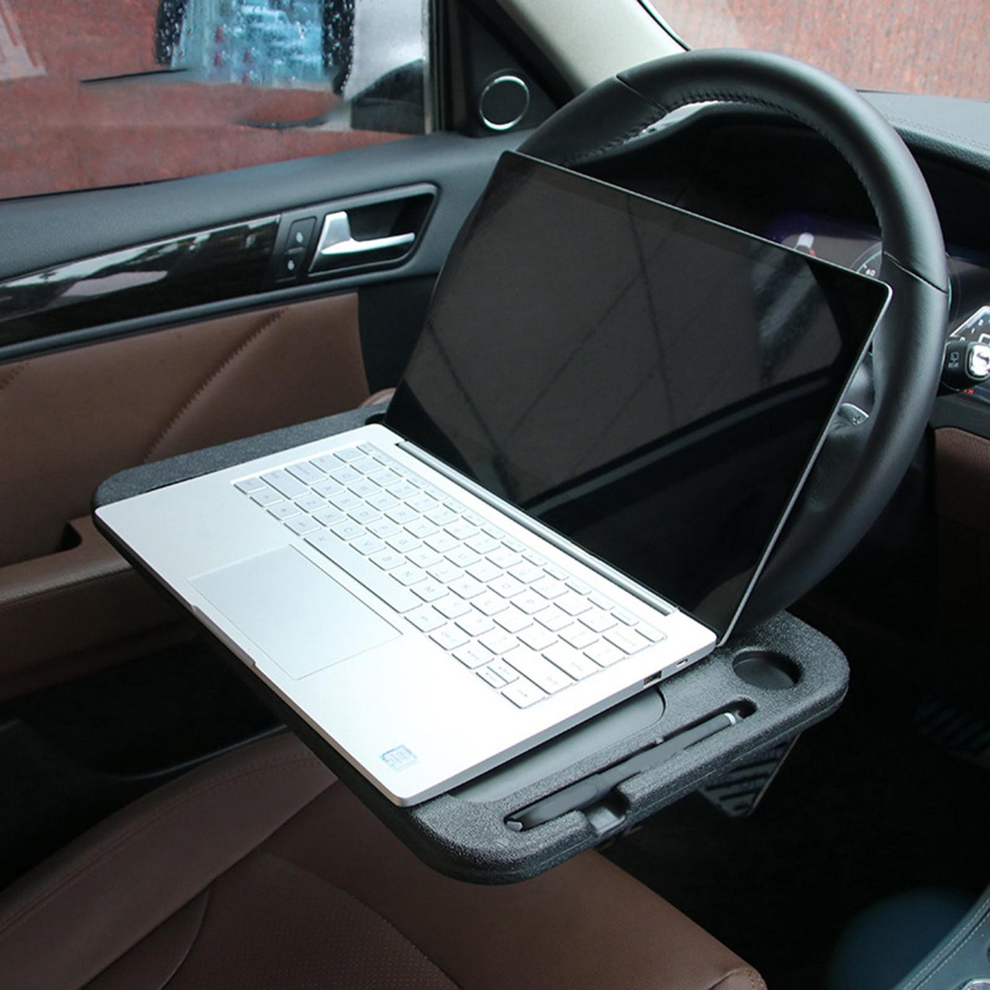 Portable Truck Auto Car Steering Wheel Tray Desk Mount Laptop Stand  Black