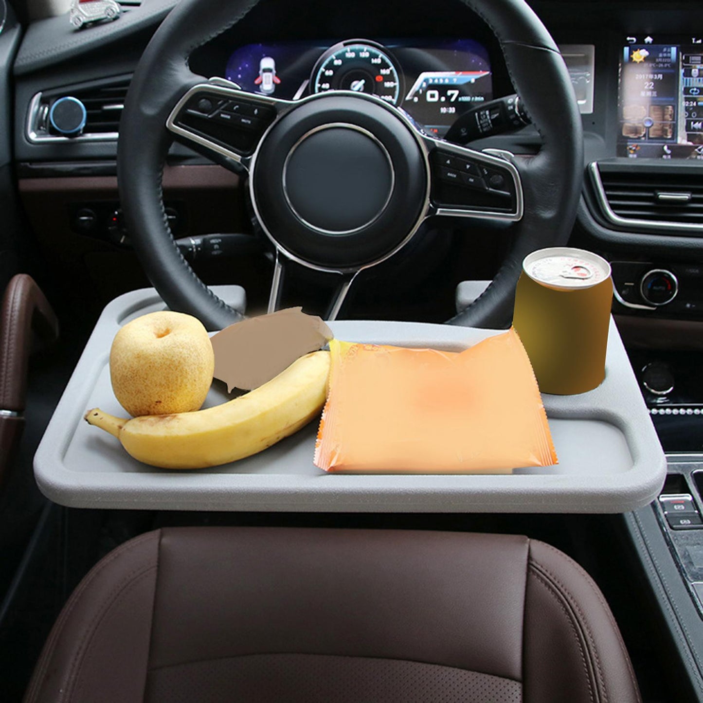 Portable Truck Auto Car Steering Wheel Tray Desk Mount Laptop Stand  Grey