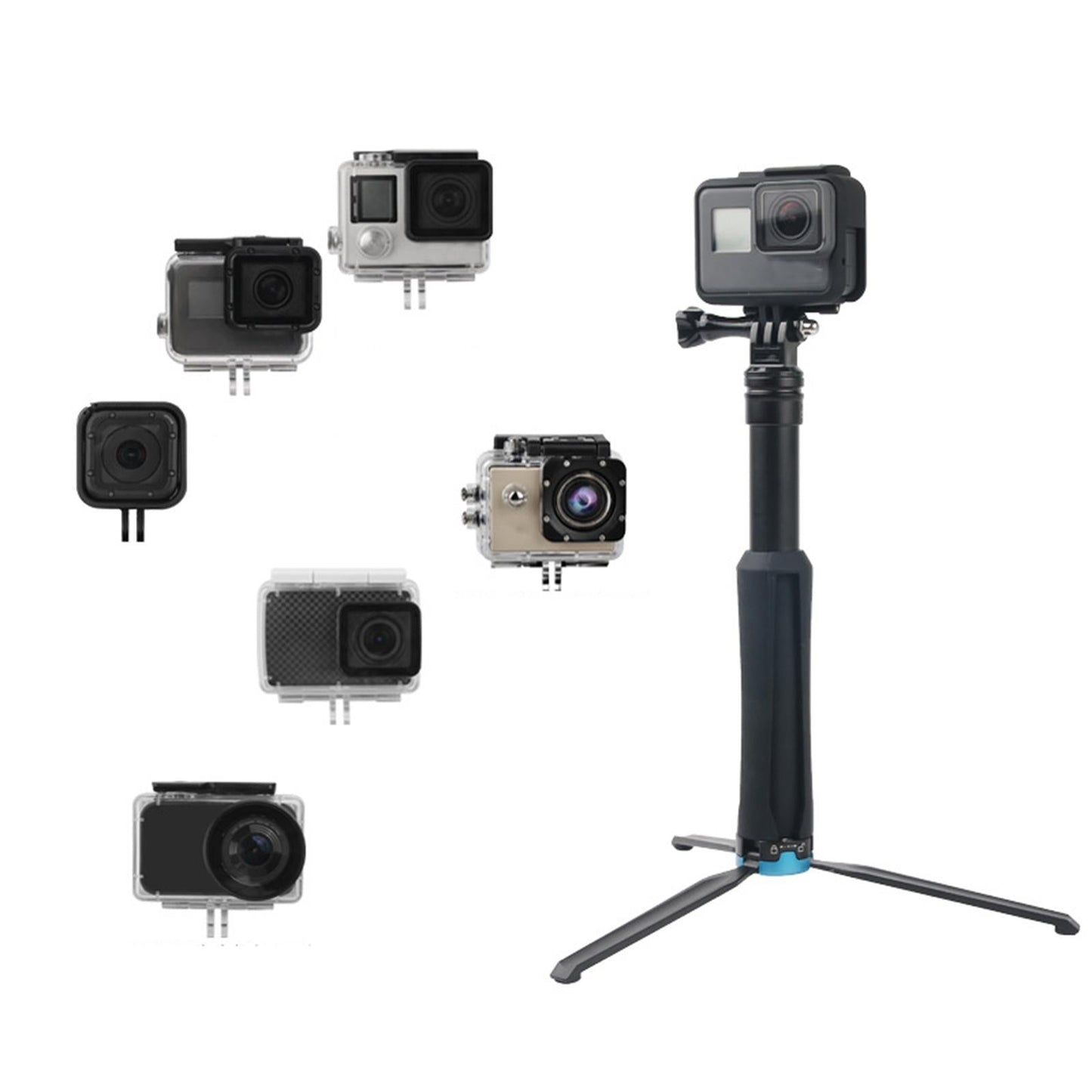 Portable Selfie Stick Tripod Stand Holder Kits for Cameras with Long Screw