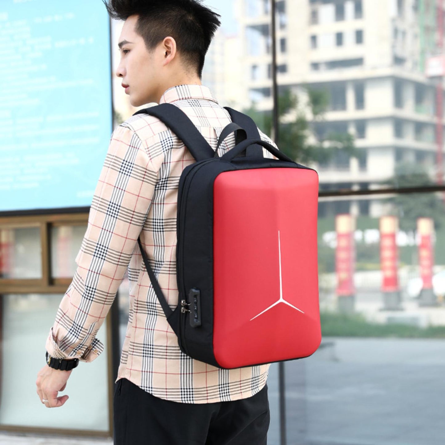 Water Resistant Laptop Backpack with USB Port Clean Design for Boys Girls black with lock