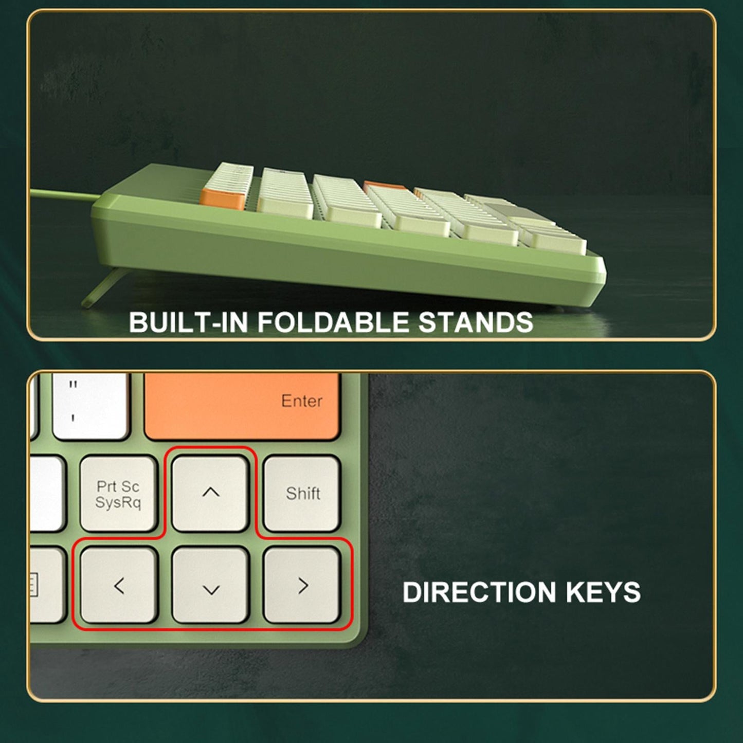 78 Keys Keyboard USB Keyboard Computer Desktop Light Portable Win 8 Green