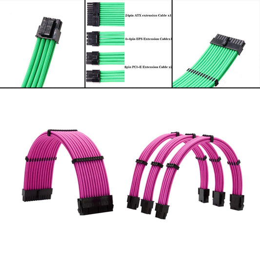 PSU Extension Cable Kit 30cm Motherboard 20+4P 8P 8P 2x PC 4 Lines Pink
