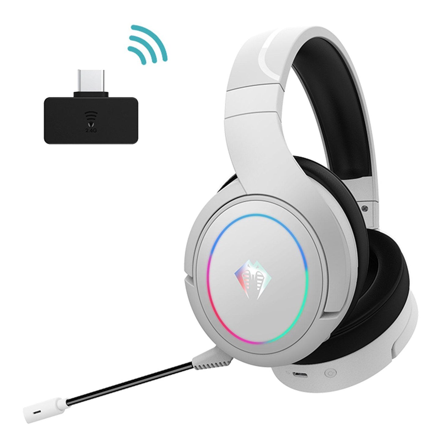 Gaming Headset Noise Cancellation for Travel USB to Type-C Adapter white