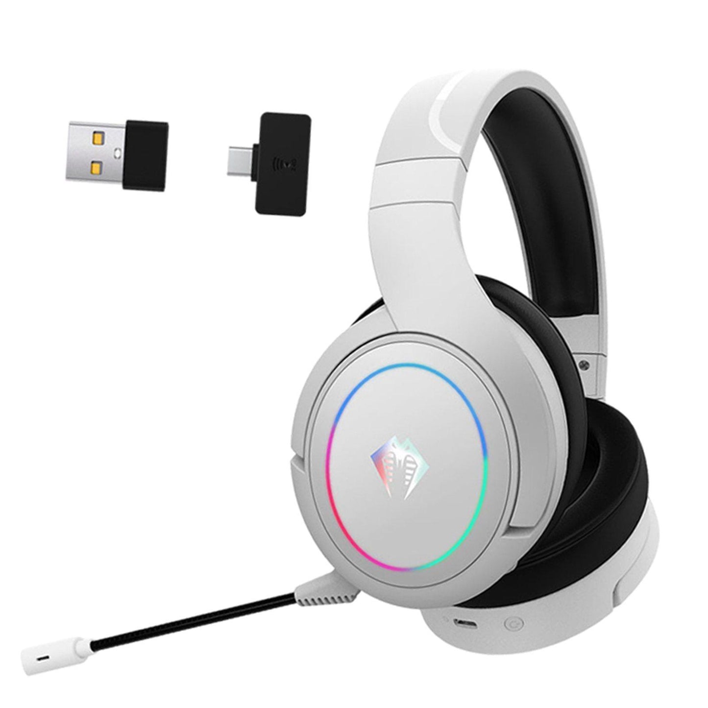 Gaming Headset Noise Cancellation for Travel USB to Type-C Adapter white