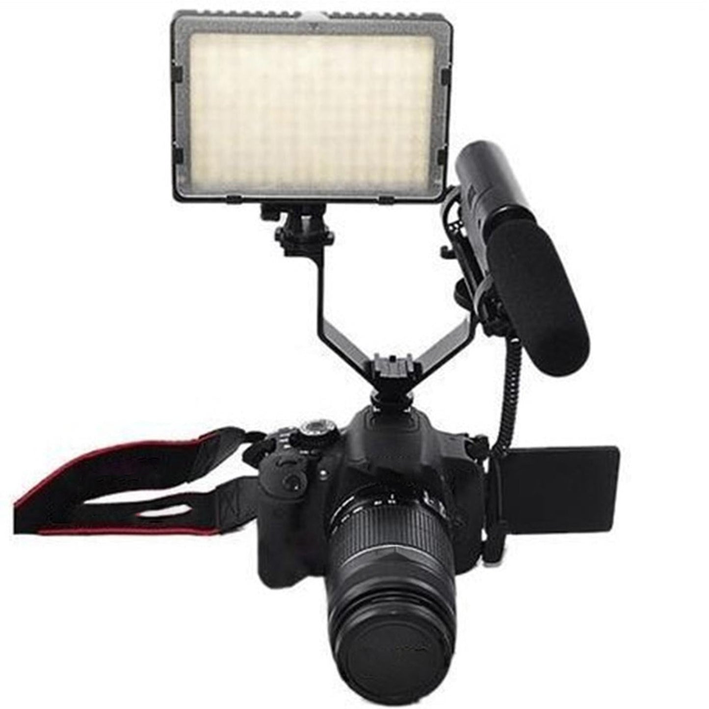 V-Shape Triple 3 Cold Shoe Mount Bracket Triple Shoe Bracket for DSLR Camera