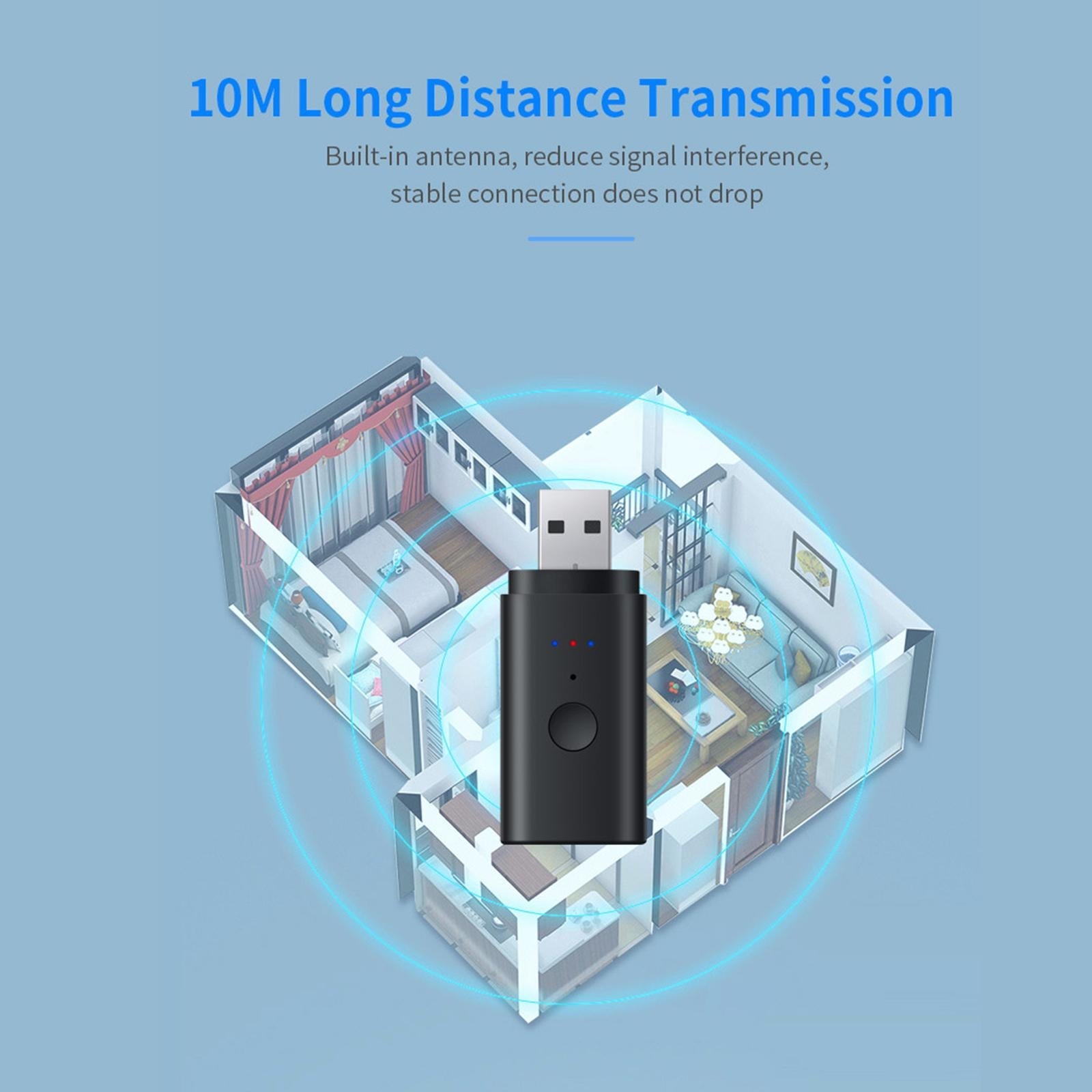 Bluetooth Transmitter BT 5.2 Dual Link Extender for Laptop Headset TV PC