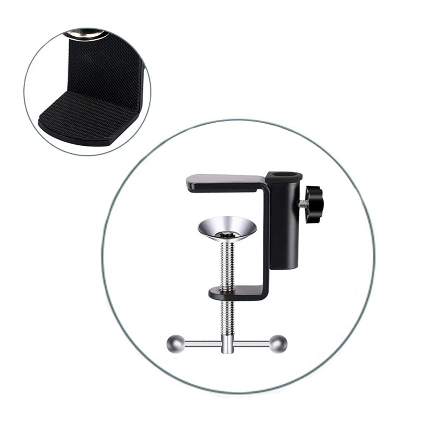 C Shape Table Mount Fixed Clip Wide Application for Desktop Desk silver knob