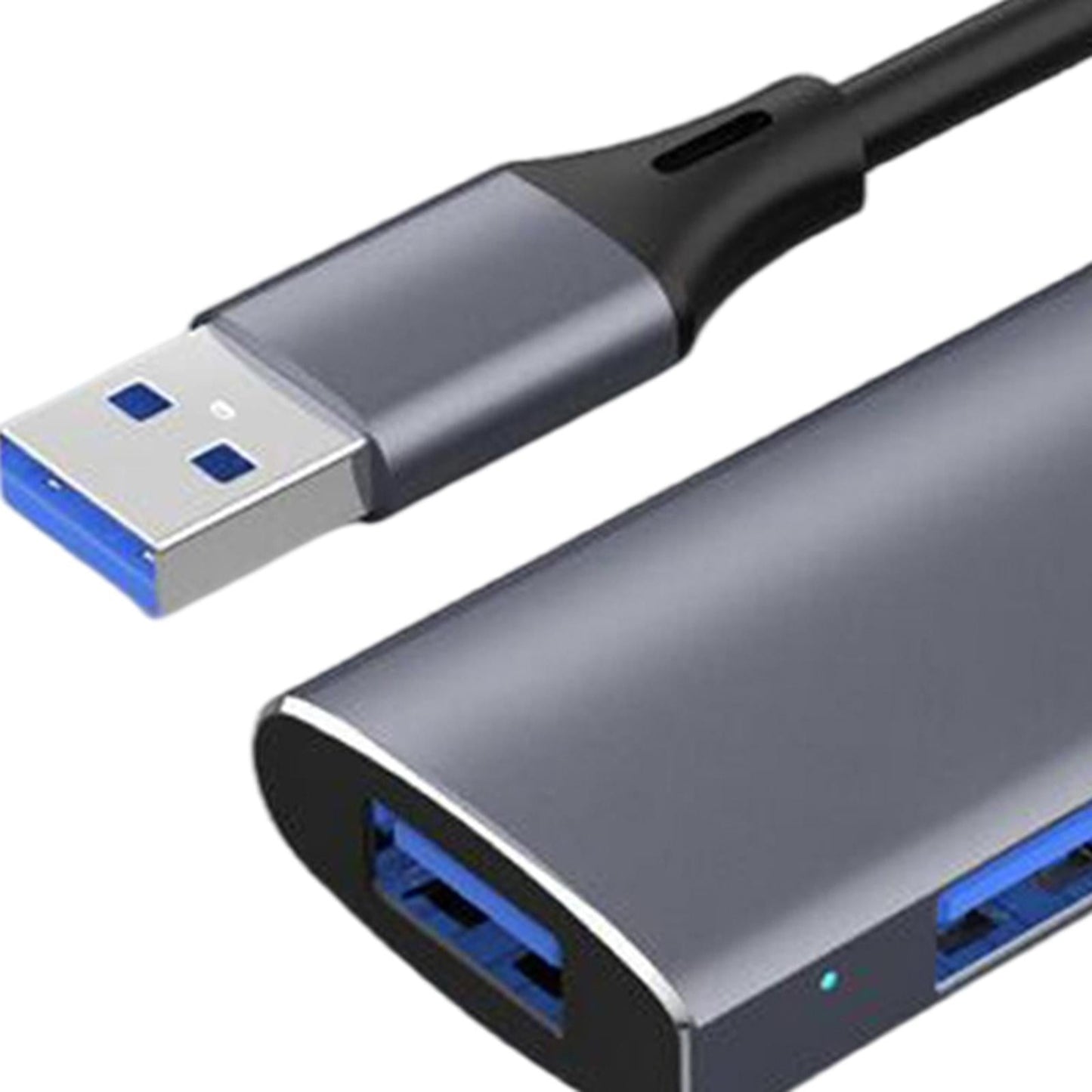 4-in-1 USB-A to USB3.0 Hub Gray 4 Ports Adapter for Laptops Travel USB Fan