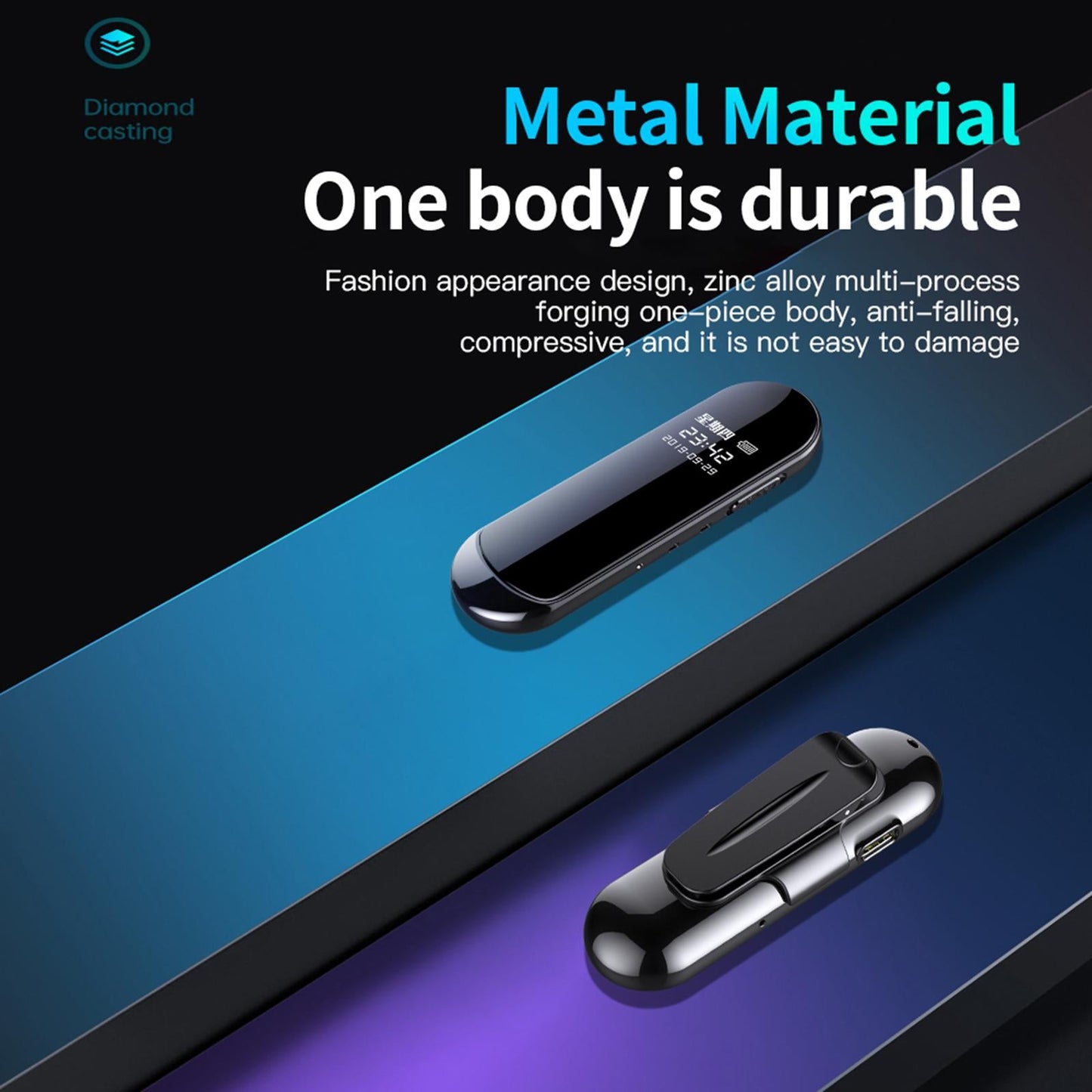 Mini Back Clip Voice Recorder 1080P 300mAh for Meeting Indoor Outdoor 64GB