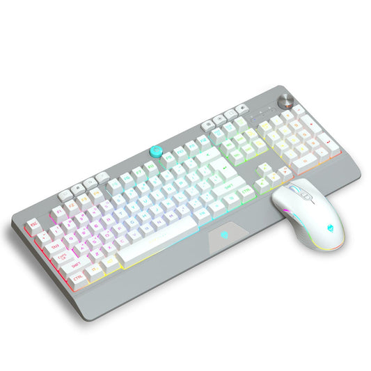 Gaming Keyboard and Mouse Set Standard Adjustable for Gamer Desktop White
