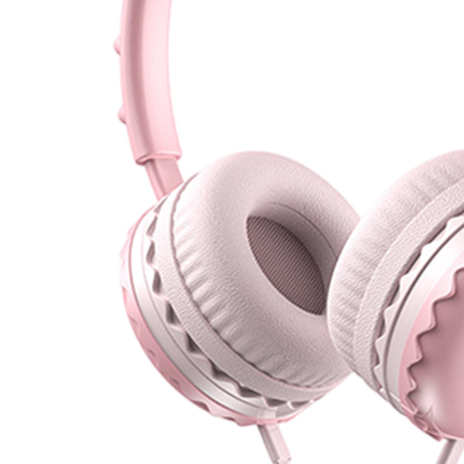 Kids Wired Headphones Over Ear Lightweight Portable for Child  pink