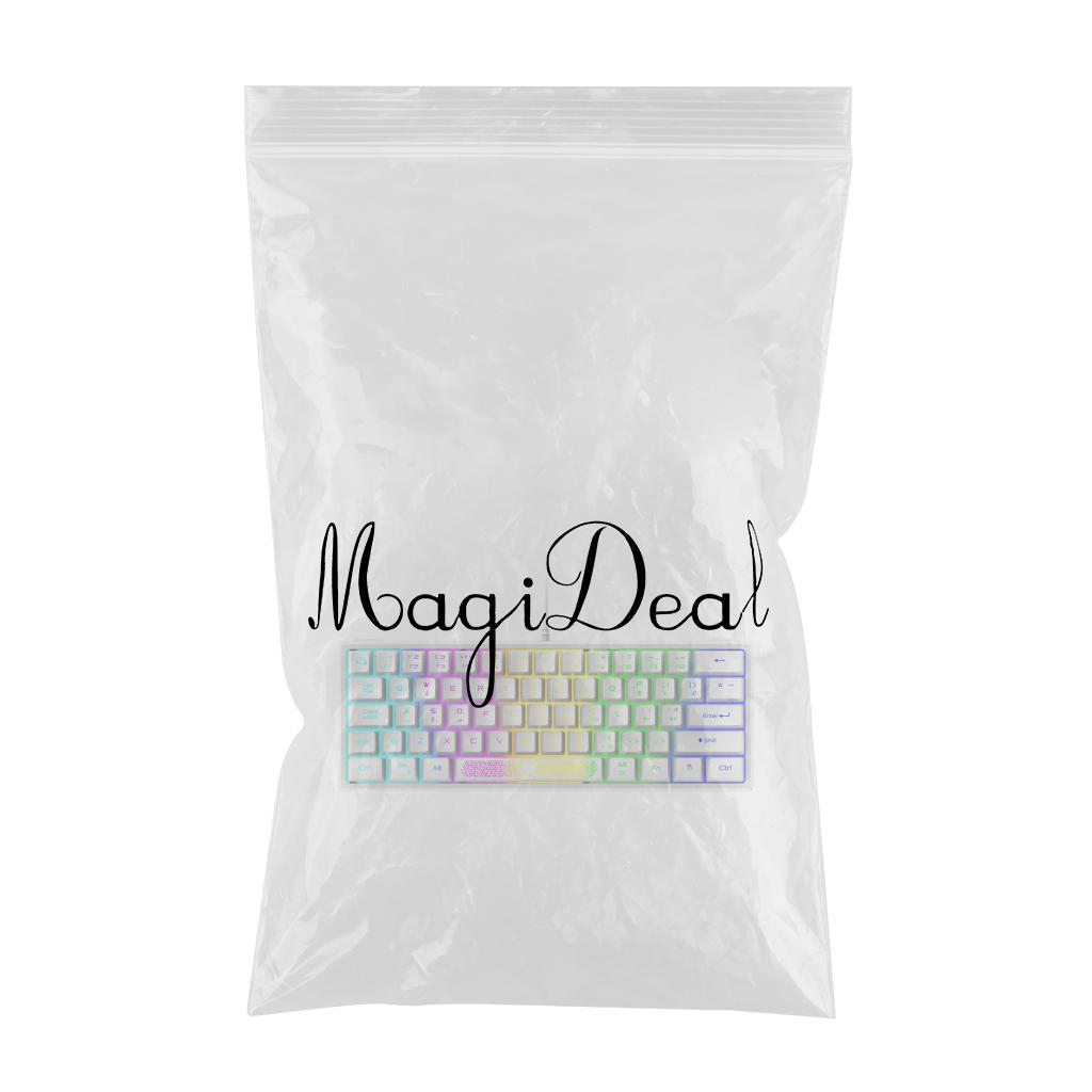 RGB Backlit 62 Key Game Keyboard 60% Layout Wired for Business white