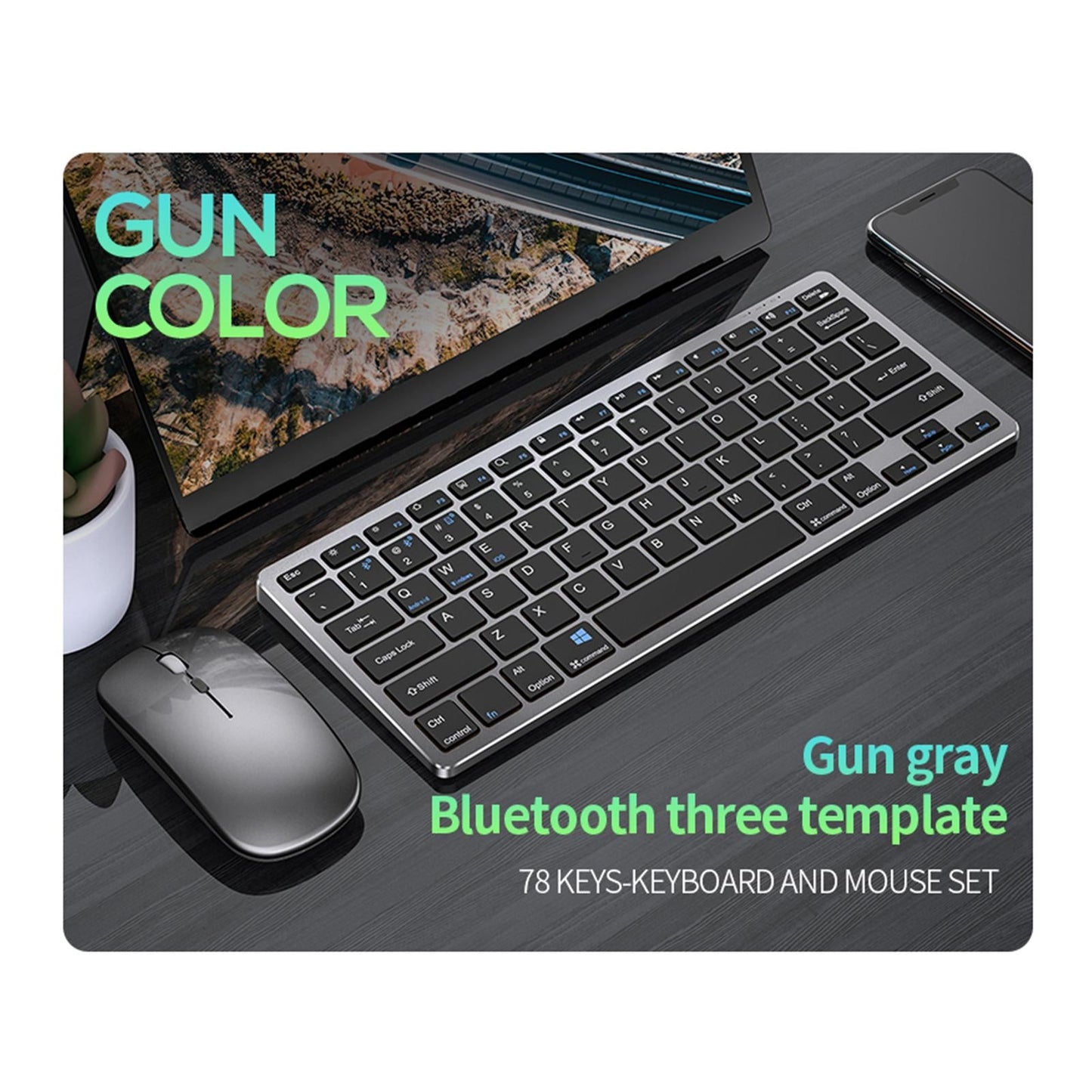 Kb-1 Mini Laptop Bluetooth Keyboard 2.4G Quiet Typing 78Key Keyboard Grey