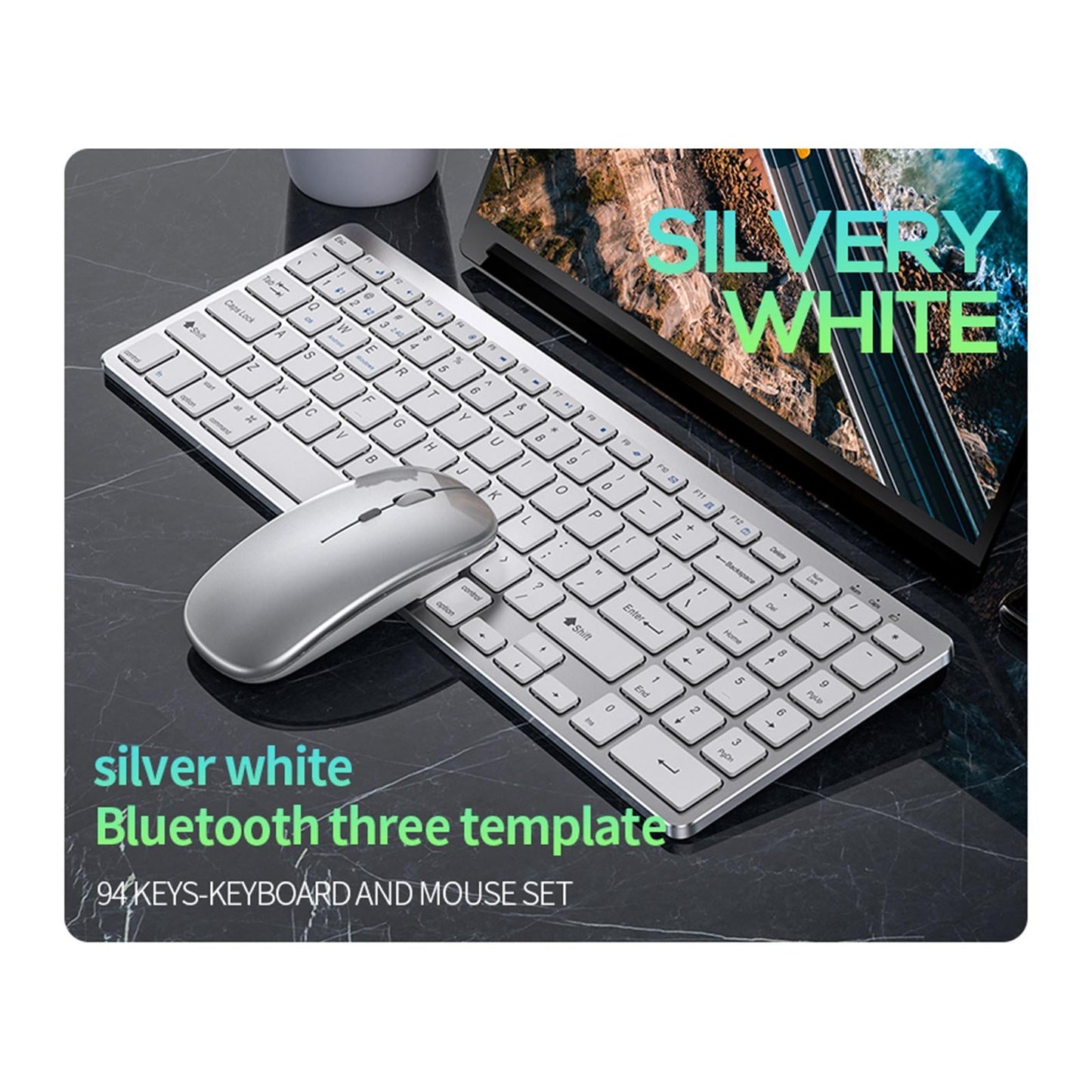 Kb-1 Mini Laptop Bluetooth Keyboard 2.4G Quiet Typing 94Key Combo Grey