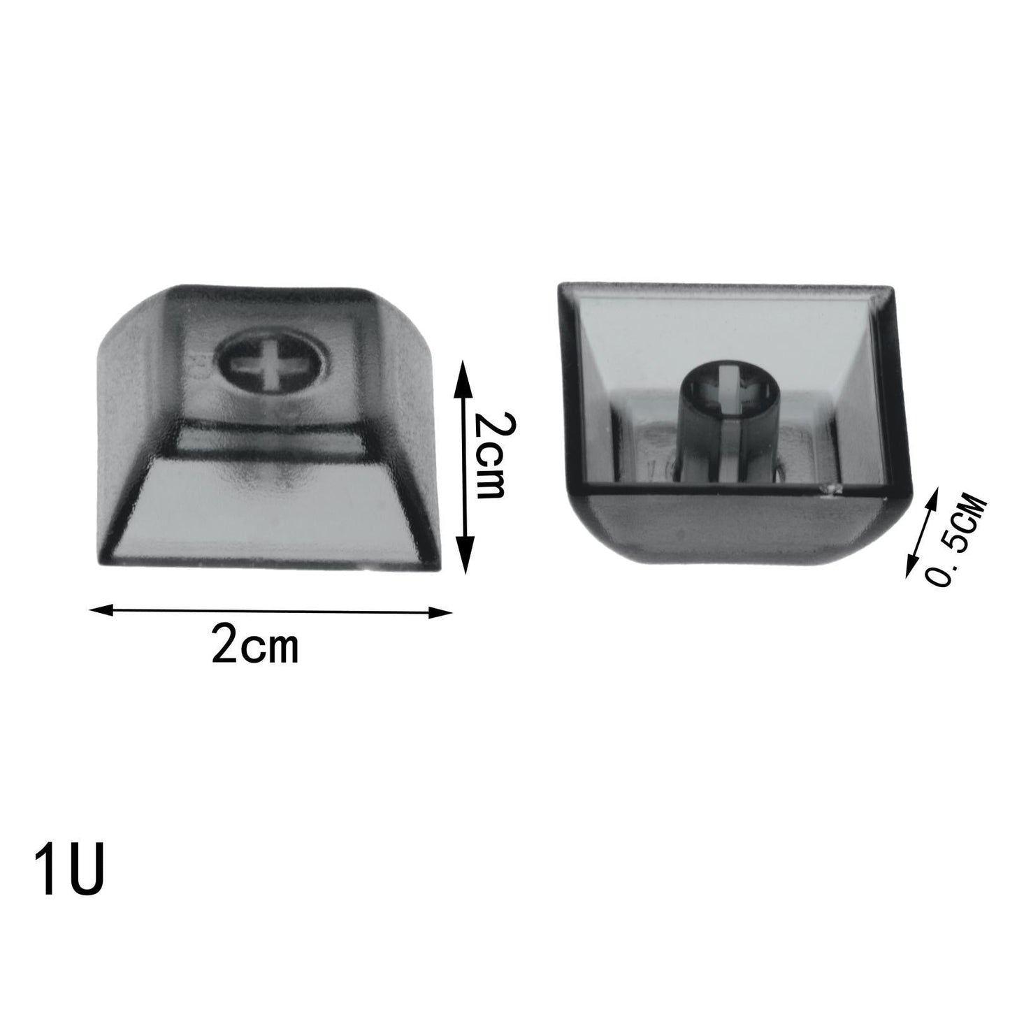 10x 1U Transparent Keycaps Thick PBT for Cherry MX Switches Game Lovers Clear Black