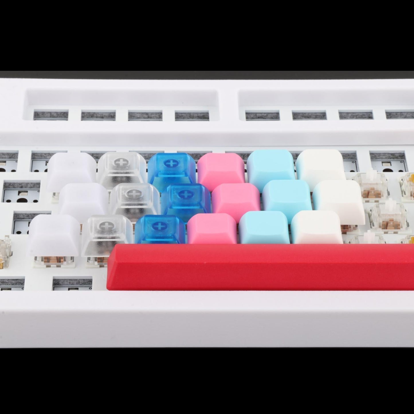 10x 1U Transparent Keycaps Thick PBT for Cherry MX Switches Game Lovers Clear Red