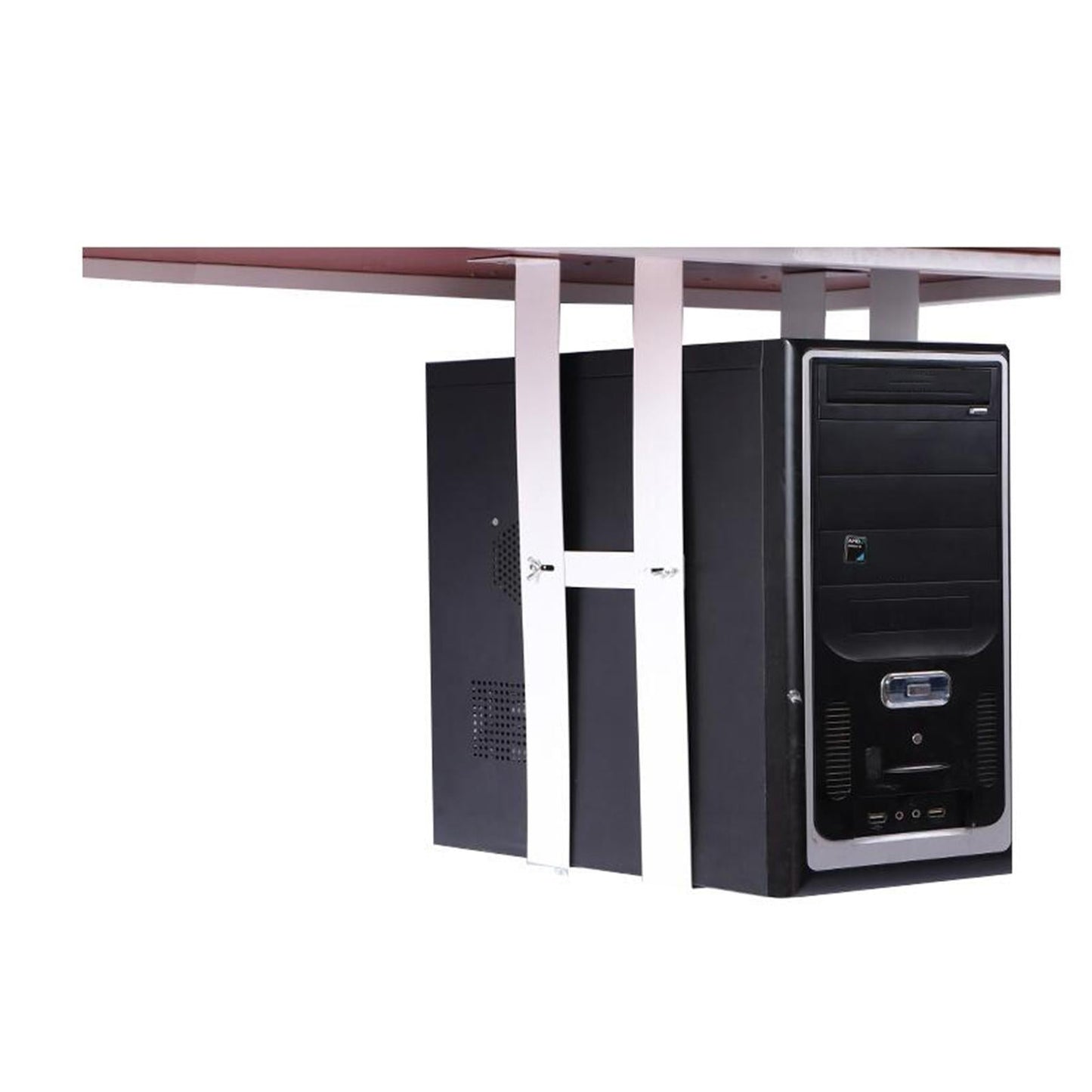 Computer Case Mount Steel Adjustable Under Desk for Office Economy white