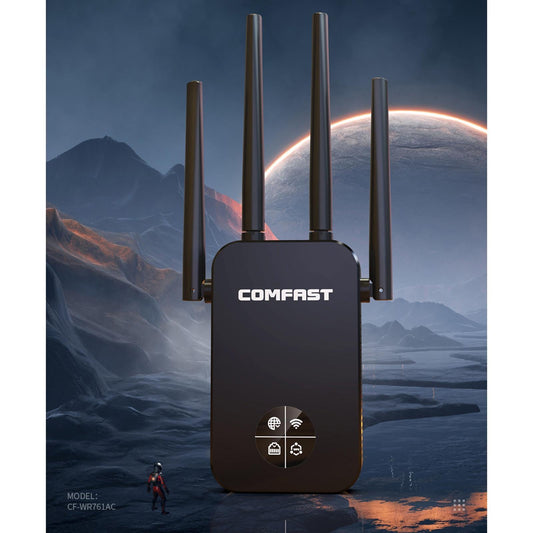 Dual Band WiFi Extender 1200M 2.4/5.8GHz Black for Household Computer Home