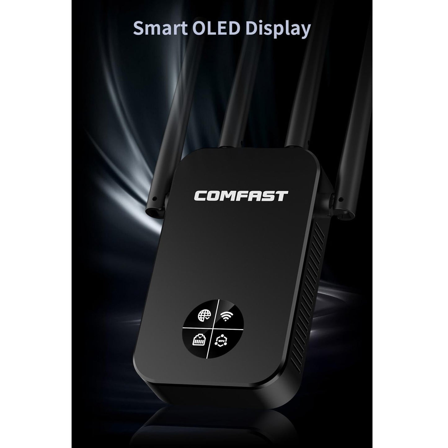 Dual Band WiFi Extender 1200M 2.4/5.8GHz Black for Household Computer Home
