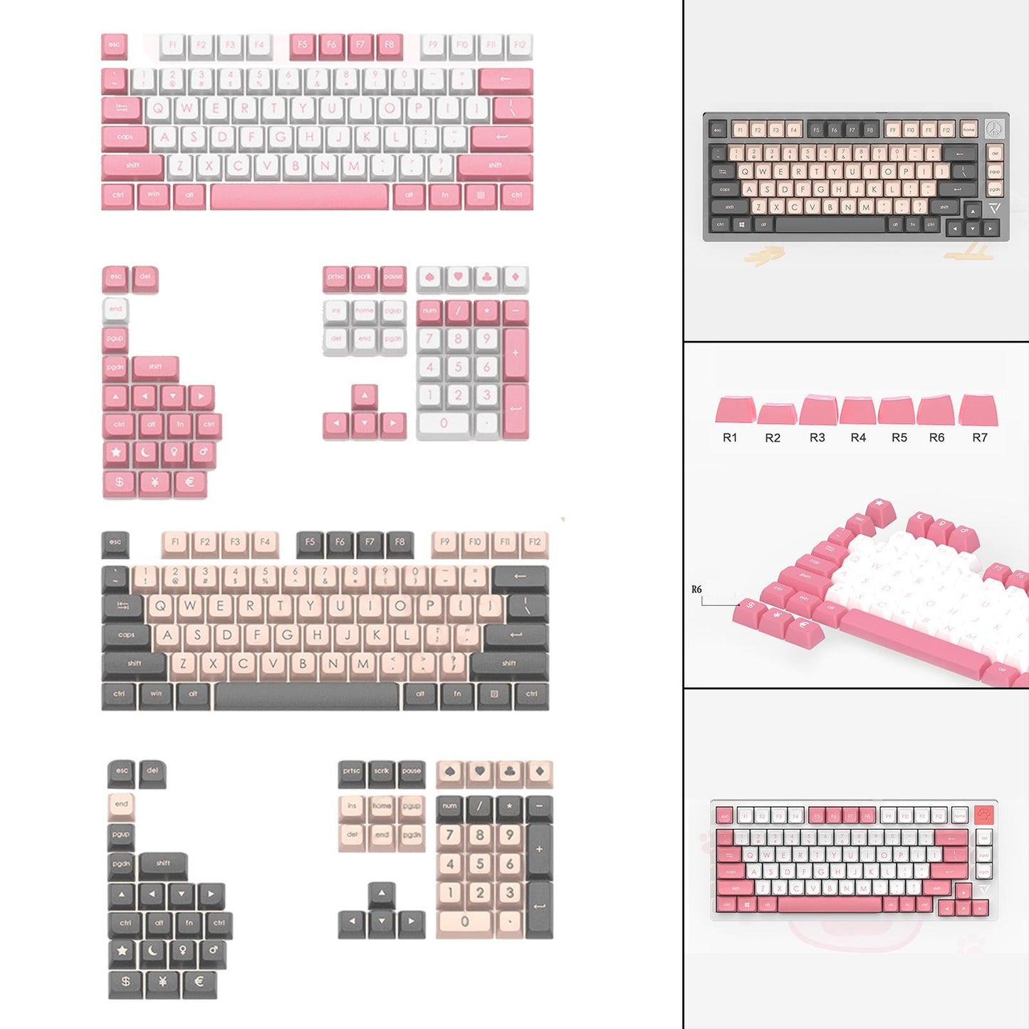 JSA PBT Keycaps Ergonomic Keycap for Mechanical Gaming Keyboards Kitty