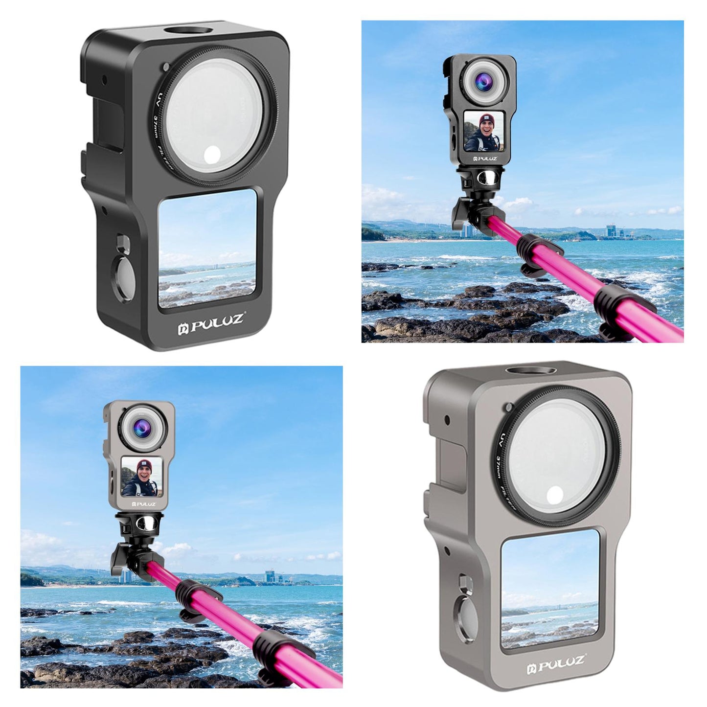 Protective Cage Anti-Scratch with Cold Shoe Camera for DJI Action 2 Black