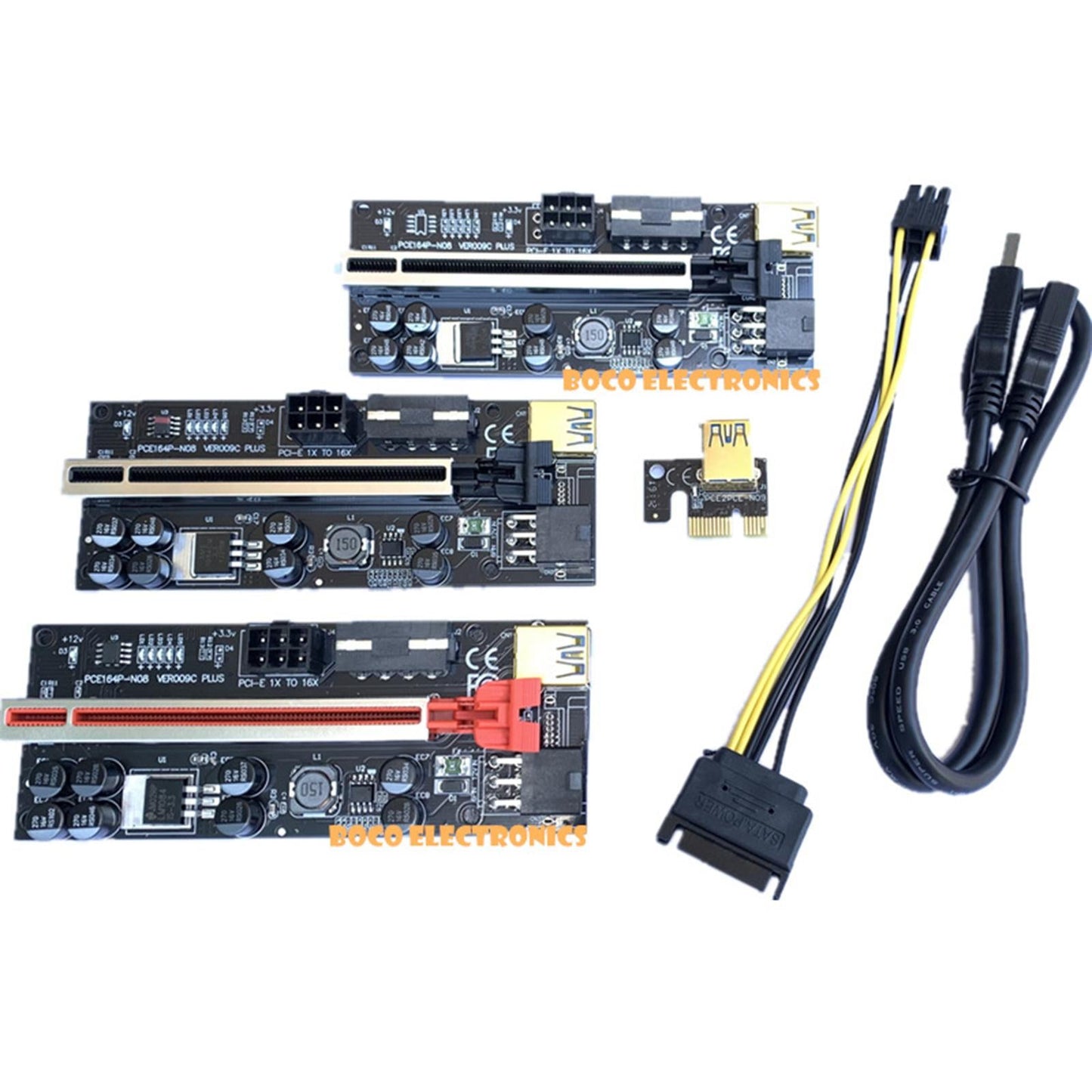 RISERS Card Ver009C Driver-Free for GPU Mining Cable red with light
