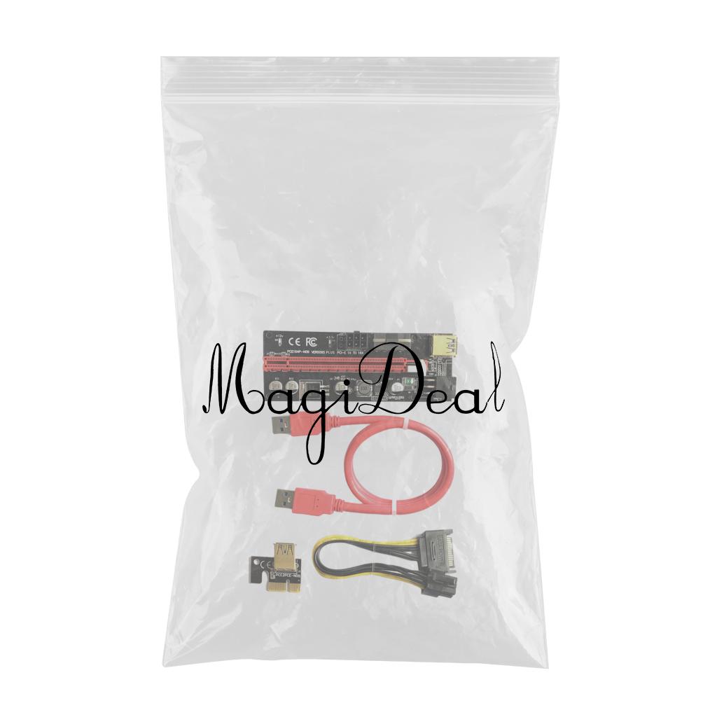 PCIe Riser Adapter Extender Kit 1X-16x USB 3.0 Data Cable Mining Red Cord