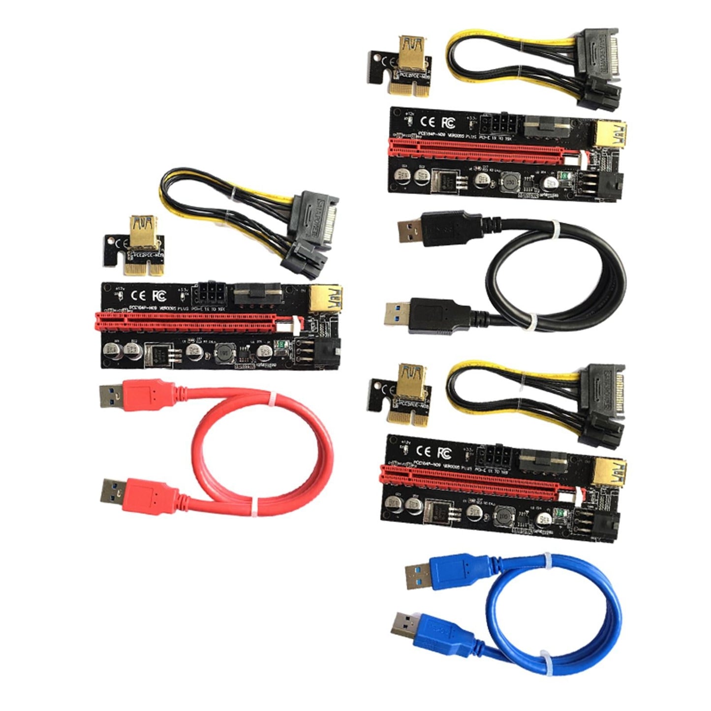 PCIe Riser Adapter Extender Kit 1X-16x USB 3.0 Data Cable Mining Red Cord