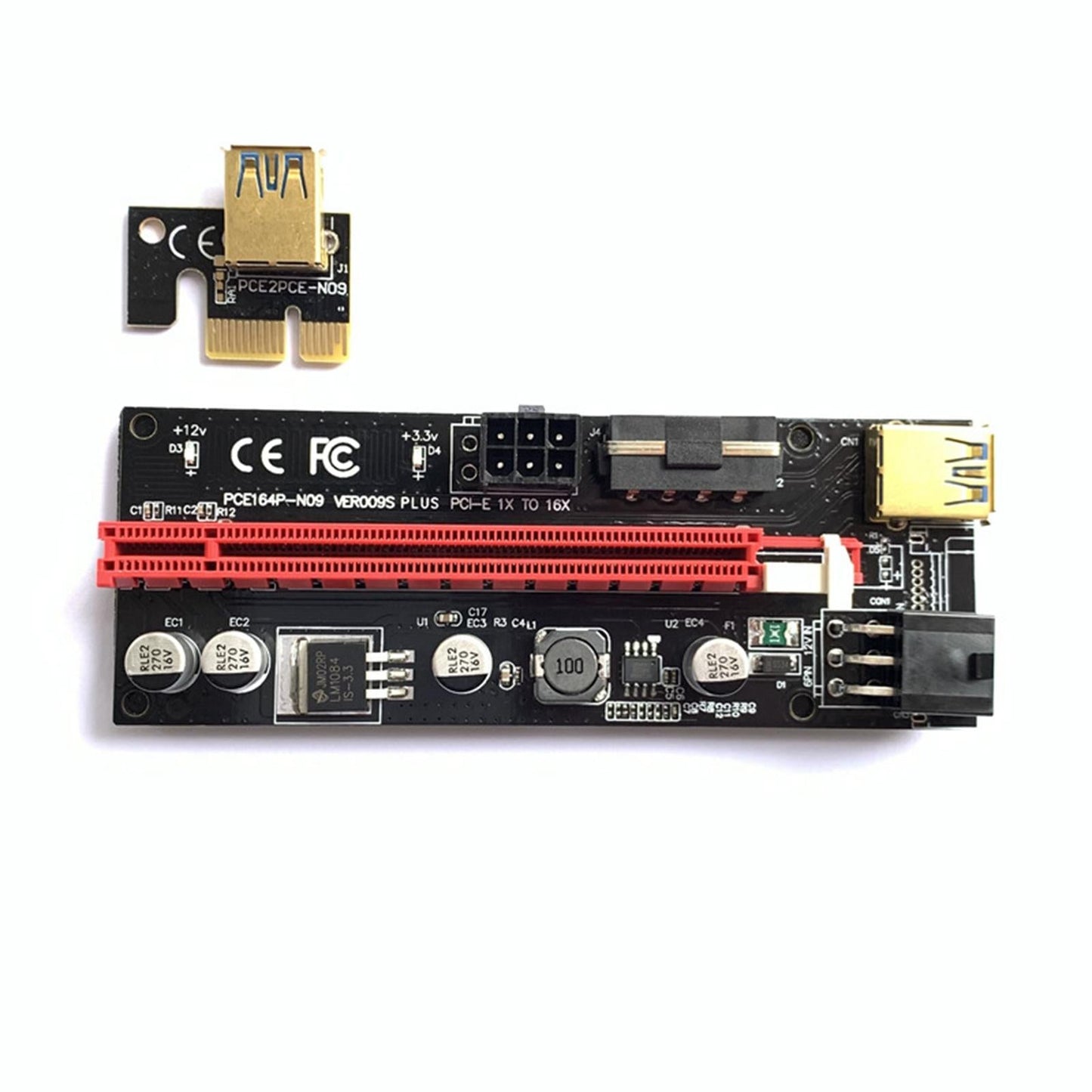 PCIe Riser Adapter Extender Kit 1X-16x USB 3.0 Data Cable Mining Black Cord