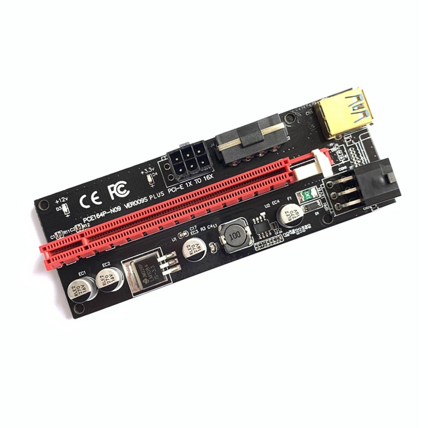 PCIe Riser Adapter Extender Kit 1X-16x USB 3.0 Data Cable Mining Black Cord