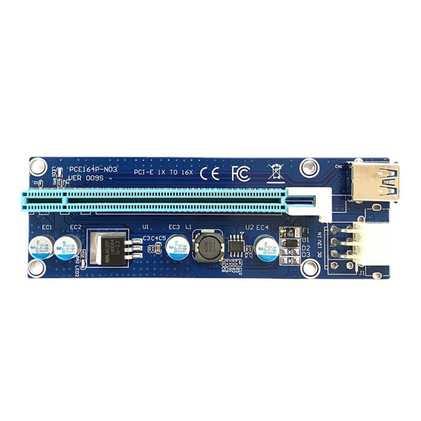 Ver009S PCIe Riser Card Adapter 6-Pin USB 3.0 Adapter Card 1x to 16x